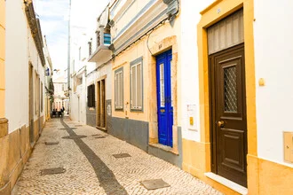 Photo art by Lotte Wildiers: historical streets in Olhão, Portugal in yellow and white