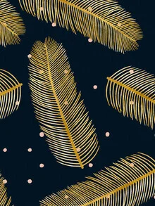 Wall art featuring tropical plants in black and gold by Uma Gokhale