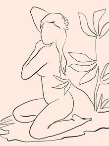 Illustration by Uma Gokhale: woman with plants, minimal lines and soft colors