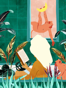 Uma Gokhale, Urban Jungle Bath | Tropical Modern Bohemian Woman Bathtub