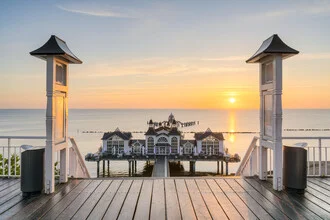 Charming Sellin pier on Rügen at sunrise by the sea