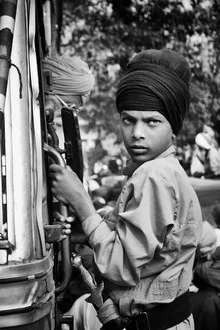 Wall art by Jagdev Singh: determined boy in Punjab