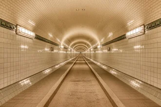 Photo art by Michael Valjak: Old Elbe Tunnel in Hamburg, a calm pedestrian connection.