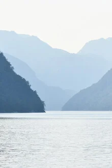 Photo art by Lotte Wildiers: soft blue tones of the fjords in Norway