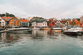 Photo art by Lotte Wildiers: View of Stavanger Harbour with yachts and calm waters