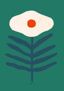 Matías Larraín, Ilustracion de flor con pétalos blancos sobre fondo verde