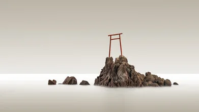Photo art by Ronny Behnert: tranquil water landscape with a Torii in Japan