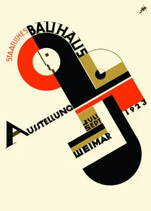 Wall art featuring a minimalist Bauhaus illustration in soft colors