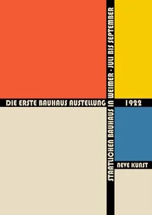Illustration in Bauhaus style with geometric shapes and soft colors