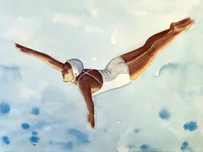 Illustration von Sarah Morrissette: Frau springt mutig in blaues Wasser