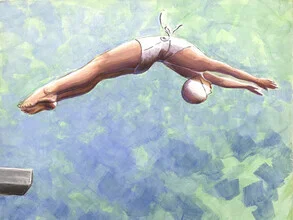 Illustration von Sarah Morrissette: Taucherin springt ins Türkis