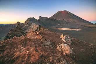 Photo art by Jean Claude Castor: majestic Mount Ngauruhoe bathed in morning light