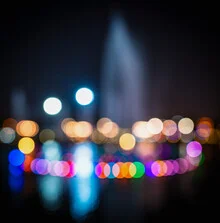Illuminated fountain at King Abdullah Park at night in Saudi Arabia