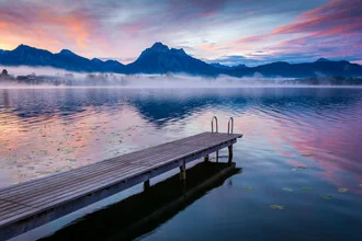 Photo art by Martin Wasilewski: pier at Hopfensee in fog at sunrise