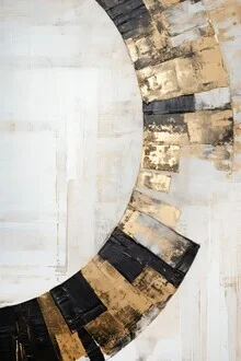 Abstract wall art featuring geometric shapes and soft colors