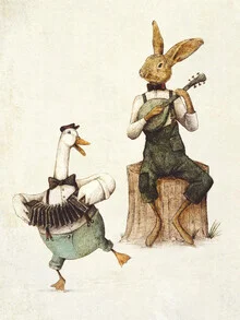 Illustration by Mike Koubou: harmonious depiction of rabbit and duck