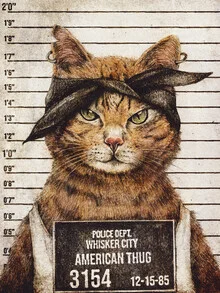 Illustration by Mike Koubou: humorous depiction of a cat in retro style