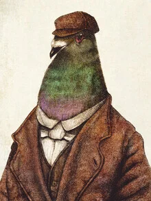 Illustration of an old bird evoking nostalgic memories.