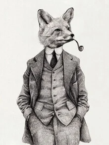 Illustration of a fox in a calm, retro style