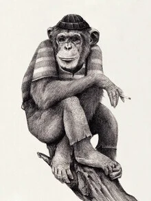Illustration by Mike Koubou: a funny ape in a relaxed demeanor