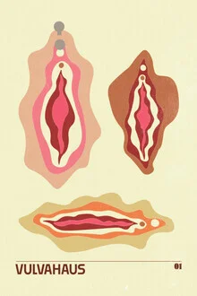 Illustration by Jonas Loose: modern design of a vulva in soft colors