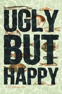 Humorous illustration featuring fish in the ocean, radiating positivity.