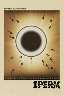 Illustration by Jonas Loose: stylized sperm with soft colors