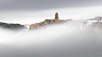 Photo art by Ronny Behnert: Misty skyline of Pitigliano in soft hues