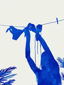 Wall art by Uma Gokhale: a minimal watercolor illustration of a woman on the beach