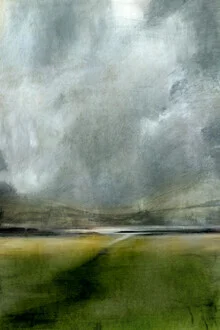 Photo art by Dan Hobday: serene pasture under a cloudy sky