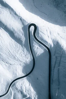 Photo art by Sergej Antoni: winter landscape with snowy road at Jaufenpass
