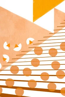 Wall art by Uma Gokhale: abstract shapes in warm orange tones
