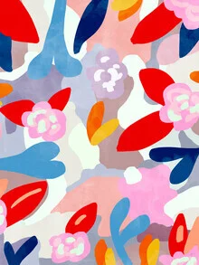 Wall art by Uma Gokhale: colorful watercolor illustration of a tropical garden