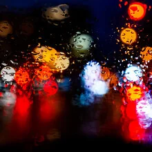 Photo art by J. Daniel Hunger: colorful raindrops on a smooth surface