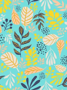 Wall art featuring colorful botanical plants in a modern, eclectic style