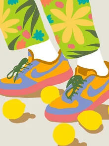 Colorful illustration by Uma Gokhale: cheerful lemon in pastel shades
