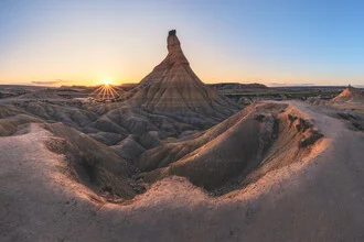 Photo art by Jean Claude Castor: panorama of Bardenas Reales at sunset