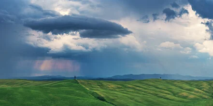 Photo art by Jean Claude Castor: panorama of Tuscany with dramatic clouds