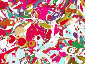 Abstract digital painting featuring modern, colorful shapes with a cheerful vibe.