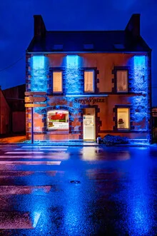 Photo art by J. Daniel Hunger: nighttime fast food scene in the rain