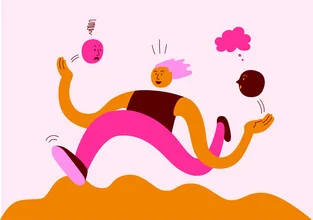 Illustration by Doro Spiro: colorful artwork conveying joy and mindfulness