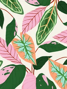 Wall art by Uma Gokhale: Illustration of two inseparable plants in soft colors.