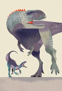 Fotokunst von Dieter Braun: Dinosaurier Rugops in einem freundlichen, bunten Stil