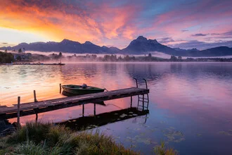 Photo art by Martin Wasilewski: Sunrise over Lake Hopfensee with soft pastel colors.