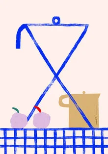 Wall art by Matías Larraín: stylish illustration of a cafetière in soft pastel colors