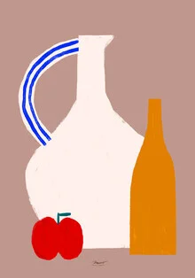 Wall art by Matías Larraín: stylish depiction of a vase with an apple.