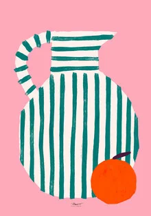 Illustration of a striped vase in soft pastel colors