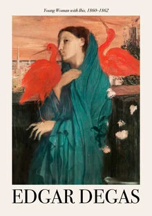 Wandbild von Art Classics: junge Frau mit Ibis in sanften Farben