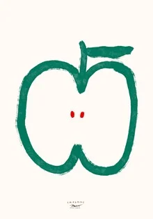 Wall art by Matías Larraín: colorful apple illustration in soft tones