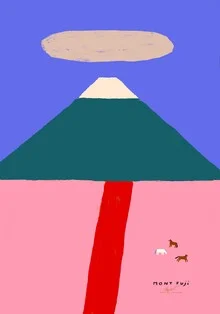 Illustration by Matías Larraín: stylized Mount Fuji in gentle colors